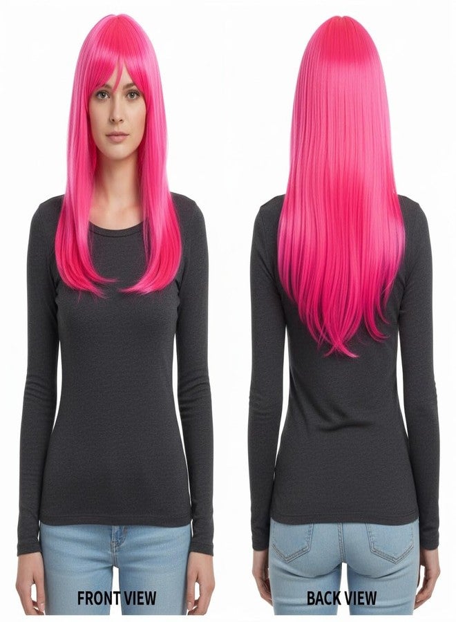 Moira Synthetic Straight Colored Hair Wig 23 inch for Costume Dressing, Photo Booths, Fancy Dress, Cosplay (Fluoro Pink) - Image 2